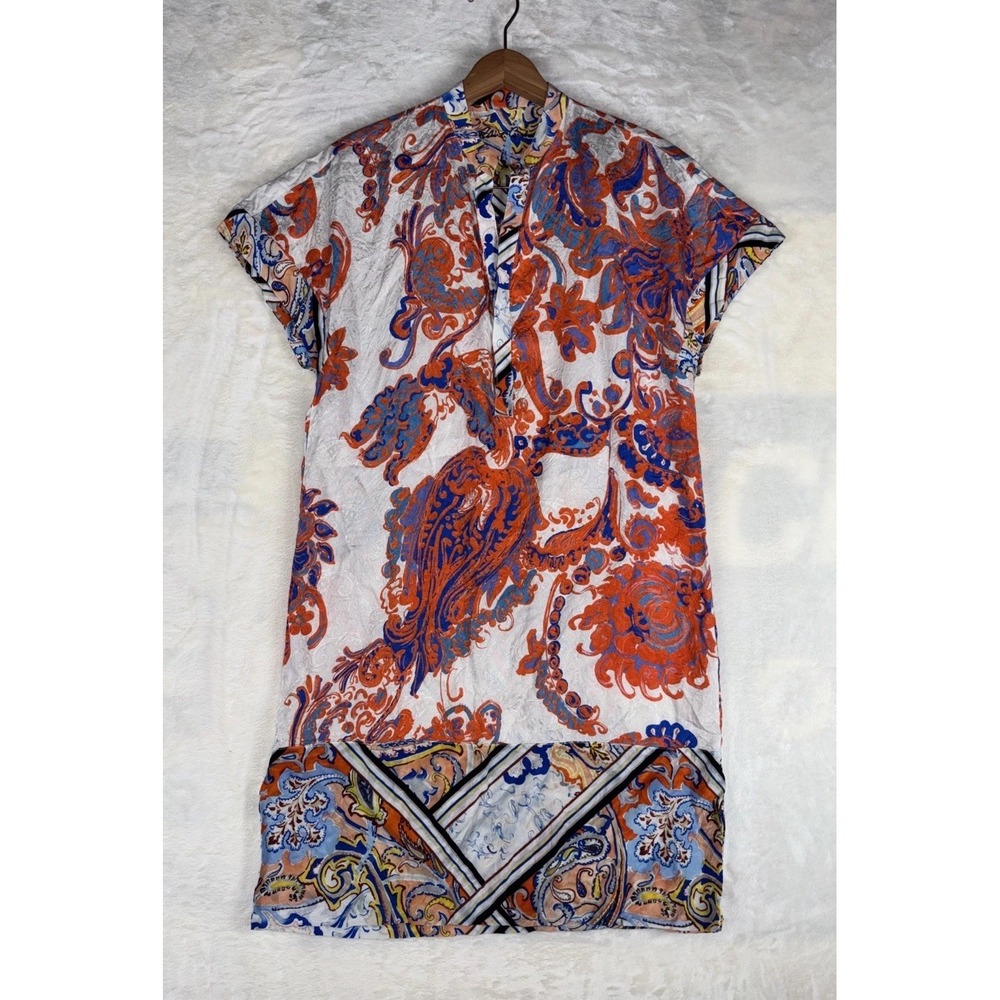 Robert Graham Dress Womens XS/TP Multicolor Paisley V Neck Dolman Top Tunic Silk